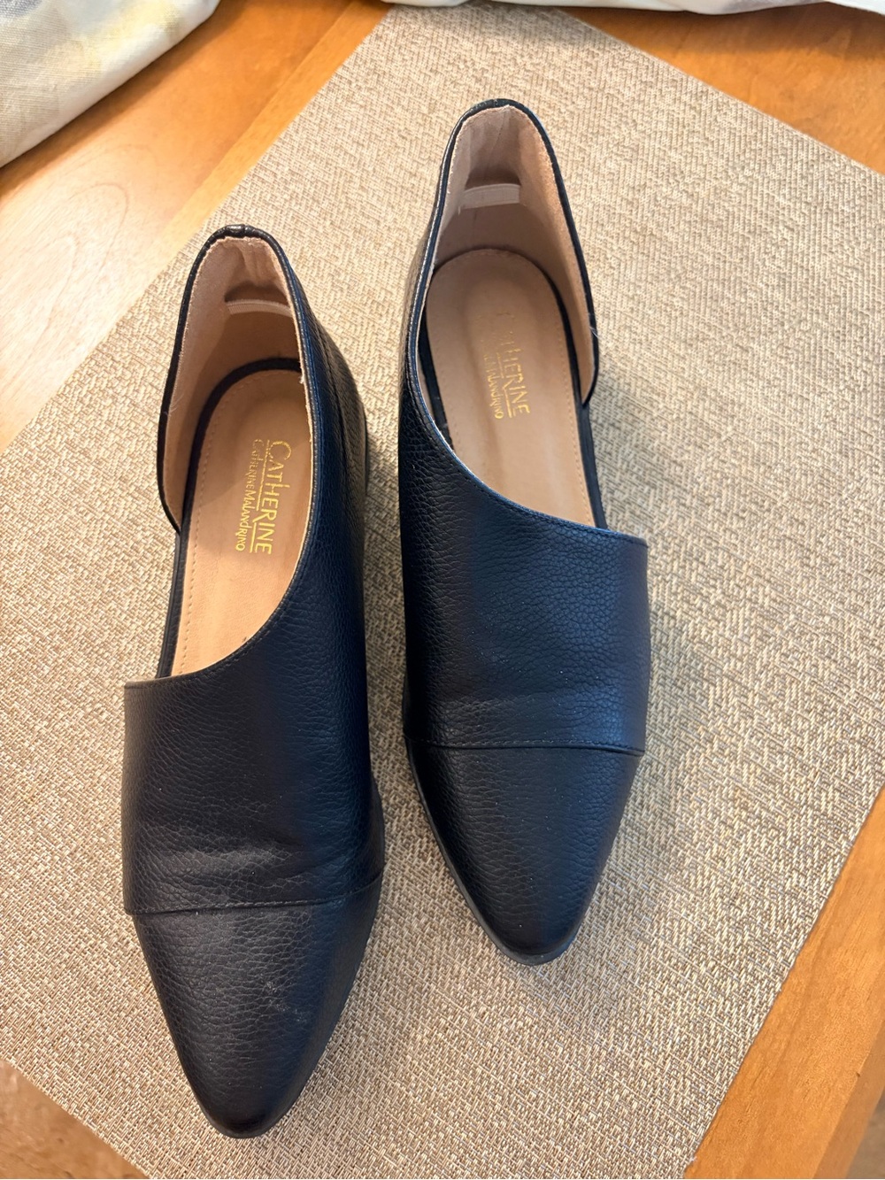 Catherines Women's Black Pointed Toe Slip-On Flats